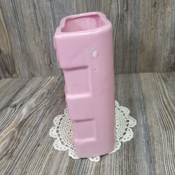 MCM Vase Pink Rectangle, Embossed Floral - Picture 4 of 7
